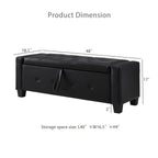 48' Ottoman Bench with Storage, Bench for Bedroom,Living Room,Hallway, Upholstered Tufted Faux Leather PU Ottoman Black - Grand Goldman Shop
