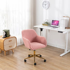 Modern Teddy Fabric Material Adjustable Height 360 Revolving Home Office Chair With Gold Metal Legs And Universal Wheel For I