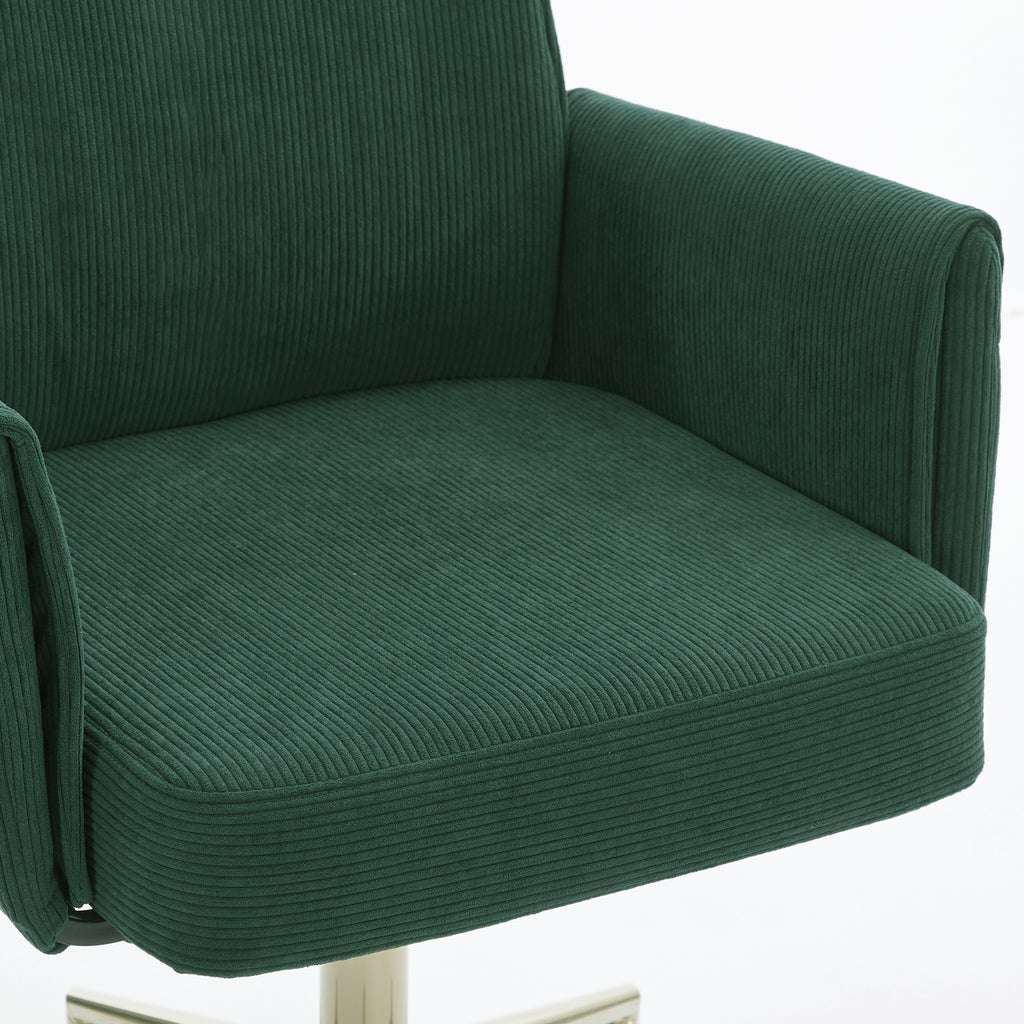 Ergonomic Mid-Back Office Chair with Striped Fabric, Green Corduroy, 25.2L x 24.0W x 39.0H inches | Premium Home Decor - Gran