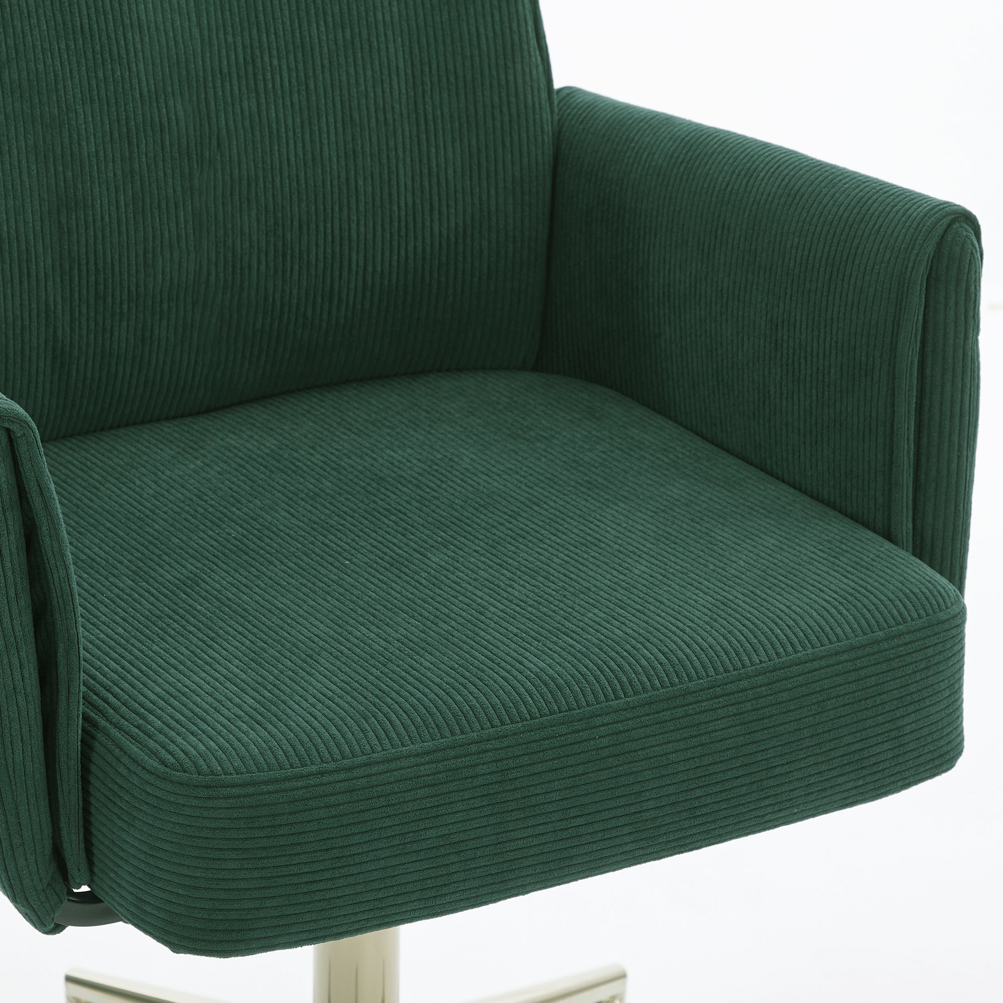 Ergonomic Mid-Back Office Chair with Striped Fabric, Green Corduroy, Adjustable Lumbar Support, Ideal for Work, Study, or Rel