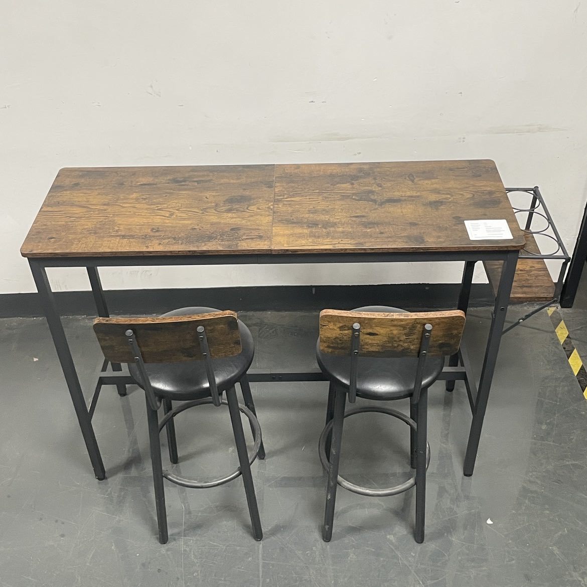 Bar Table Set with 2 Bar stools PU Soft seat with backrest, Grey, 43.31'' L x 15.75'' W x 35.43'' H. - Grand Goldman Shop