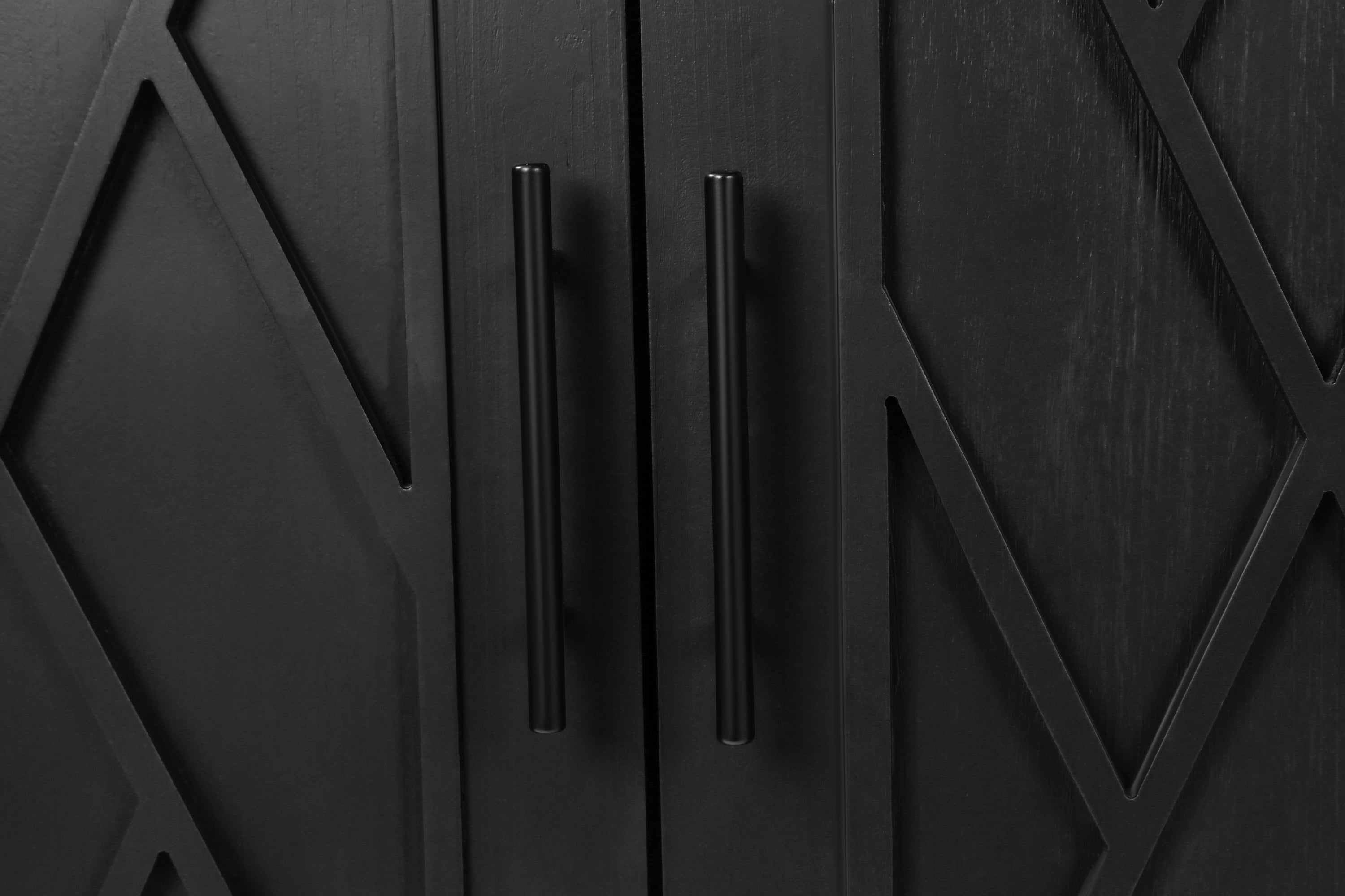 60 inches Modern Farmhouse Accent Cabinet with 4 Doors and Adjustable Shelf Wood Sideboard Buffet Cabinet Console Table Credenza Buffet Table for Kitchen Dining Room Entryway Hallway(Antique Black) - Grand Goldman Shop