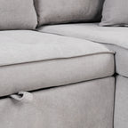 Modern Reversible L-Shape Pull Out Sleeper Sofa with Storage Chaise and Stools, Gray Linen, 104.5' - Grand Goldman Shop