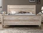 Imerland Contemporary White Wash Finish 4-Piece Bedroom Set-Queen Bed, Dresser, Mirror, Nightstand - Grand Goldman Shop