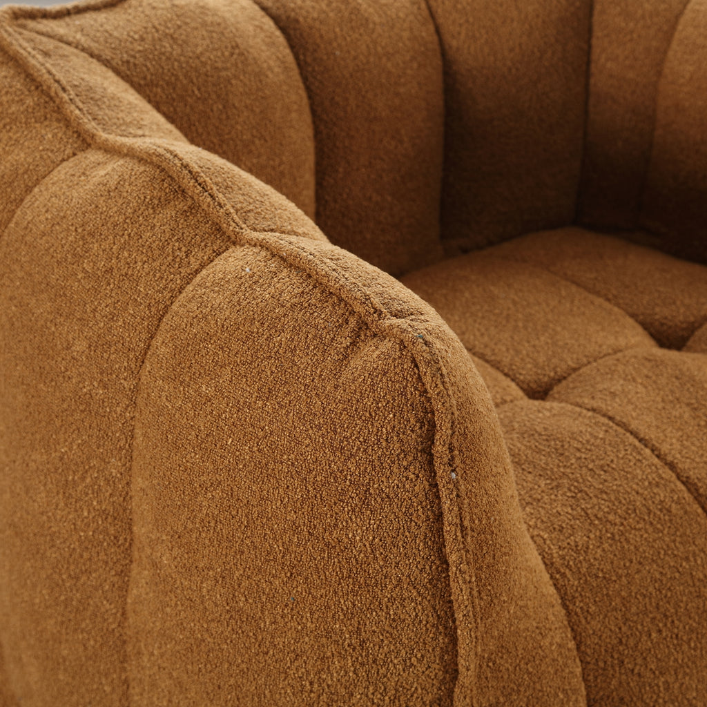 Soft Chenille Bean Bag Chair with High Resilient Foam for Living Room and Bedroom, Comfortable Square Lazy Sofa with Footstool for Adults - Grand Goldman Shop