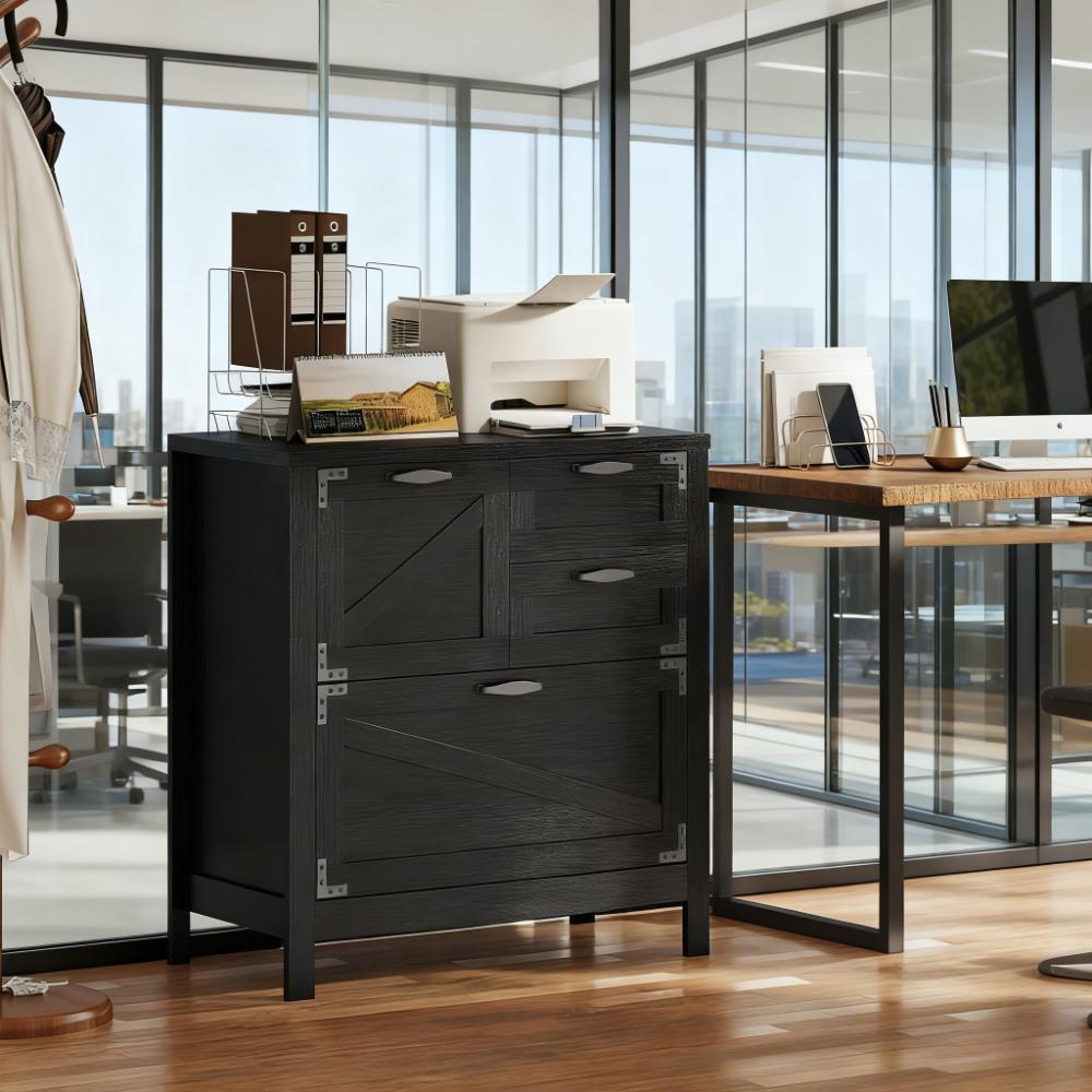 Farmhouse File Cabinet with 4 Drawers Lateral Filing Cabinet | Premium Home Decor - Grand Goldman
