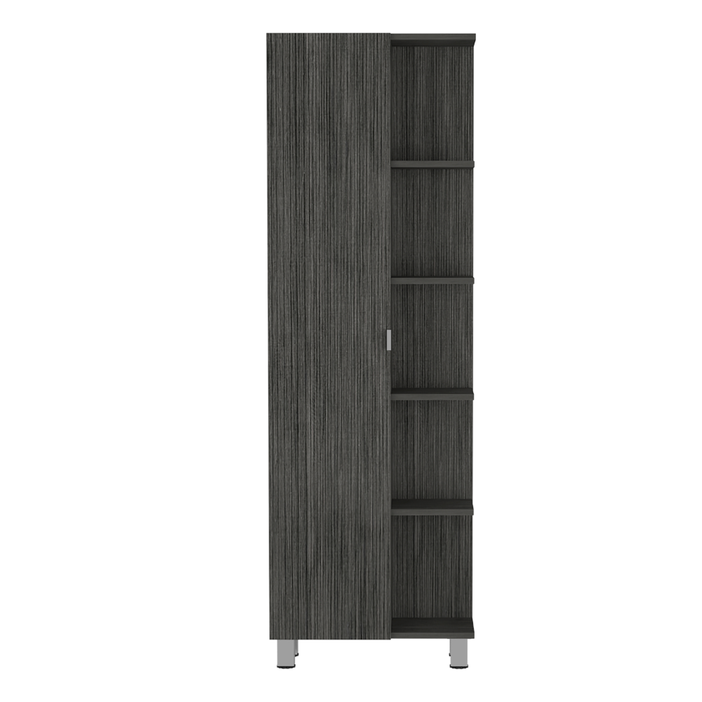 Urano Mirror Linen Cabinet, Four Interior  Shelves, Five External Shelves -Smokey Oak - Grand Goldman