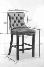 Contemporary Velvet Upholstered Barstools with Button Tufted Decoration and Wooden Legs, and Chrome Nailhead Trim, Leisure Style Bar Chairs,Bar stools, Set of 2 (Black),SW2002BK - Grand Goldman Shop