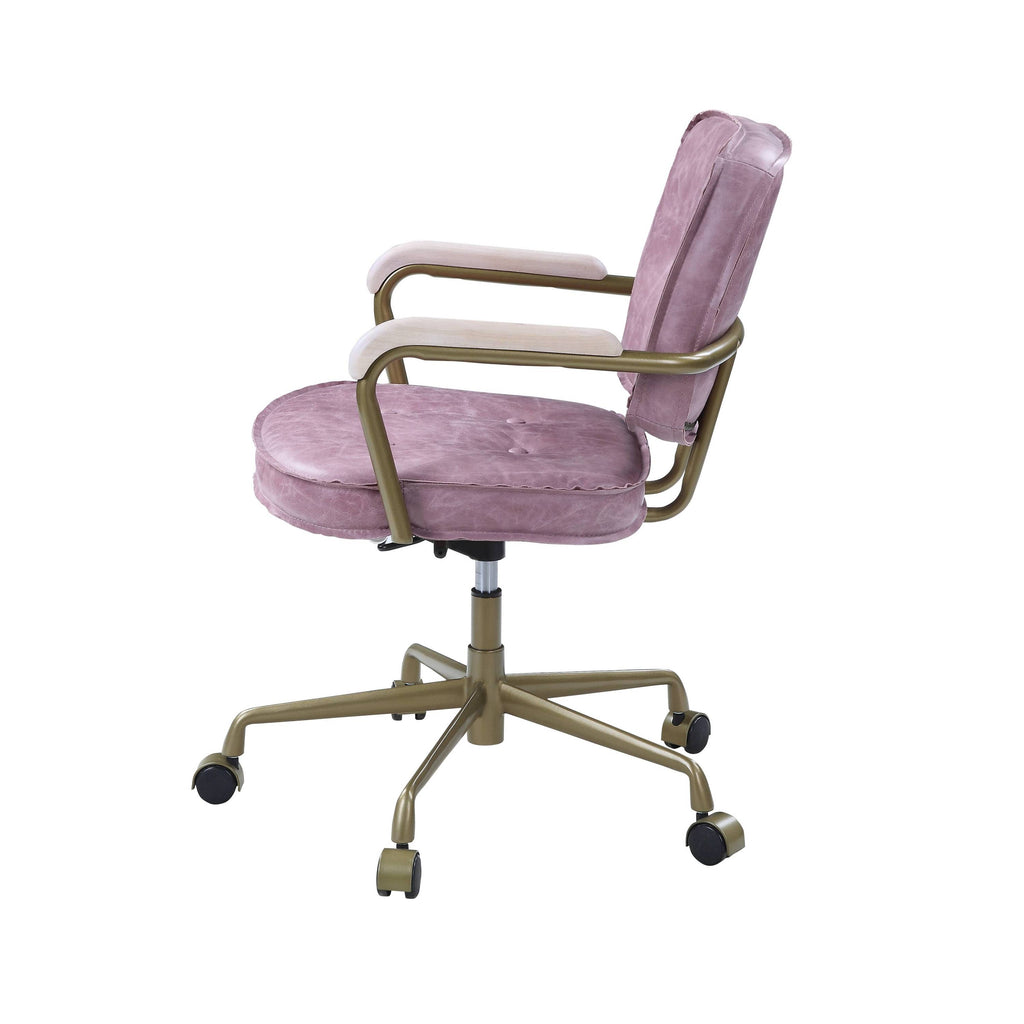 Siecross Pink Top Grain Leather Office Chair - Grand Goldman