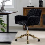A&A Furniture Office Chair,Artificial rabbit hair Home Office Chair with Golden Metal Base,Adjustable Desk Chair Swivel Offic