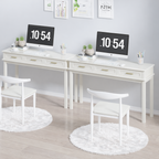Cream White Vanity Desk with 3 Drawers, Modern Makeup Table or Writing Desk, Multipurpose Dressing Table for Bedroom, No Mirror Included - Grand Goldman Shop