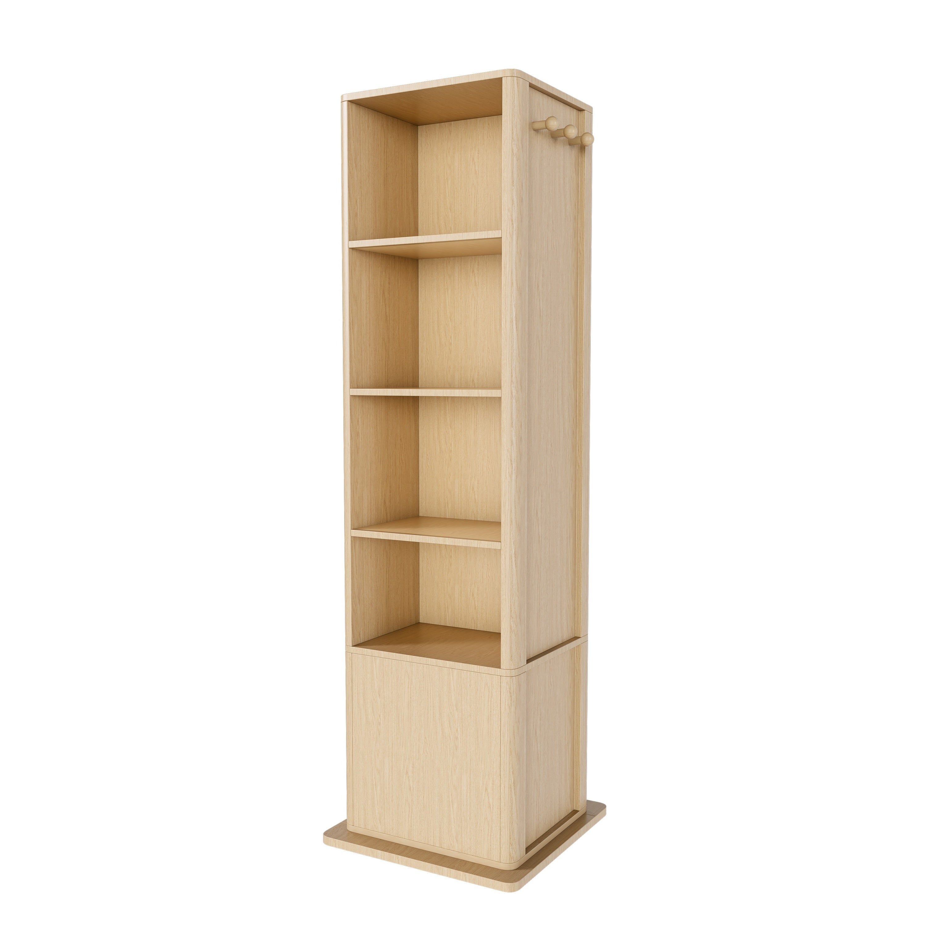 360° Rotating Makeup Cabinet in Walnut with Full-Length Mirror, Jewelry Storage, Coat Rack, 4 Open Shelves & 2 Built-In Shelves - Grand Goldman Shop