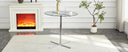 Round glass bar high table, 36 inch round bar table, tempered glass tabletop, sturdy silver chrome plated four column support, suitable for transparent round bar tables in small spaces, kitchens - Grand Goldman Shop