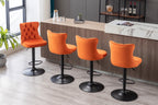 A&A Furniture,Swivel Velvet Barstools Adjusatble Seat Height from 25-33 Inch,17.7inch base, Modern Upholstered Bar Stools with Backs Comfortable Tufted for Home Pub and Kitchen Island,Orange,Set of 2 - Grand Goldman Shop