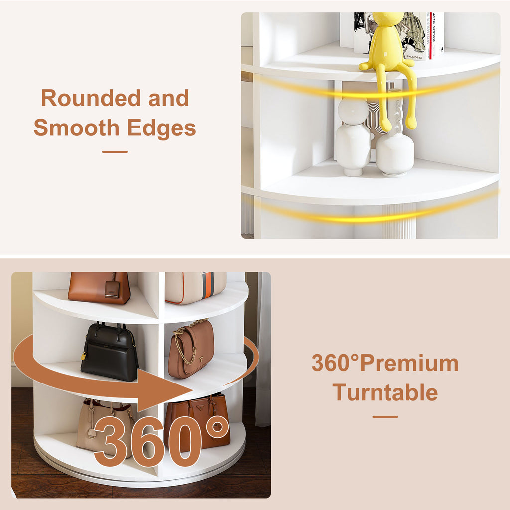 Rotating Shoe Rack Tower, 7-Tier Spinning Storage Rack, Free Standing 360° Revolving Organizer in White with Durable PVC Construction - Grand Goldman Shop