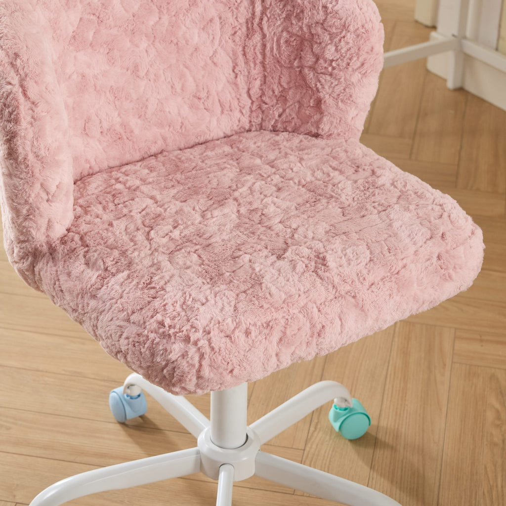 A&A Furniture Office Chair,Artificial rabbit hair Home Office Chair with Metal Base,Adjustable Desk Chair Swivel Office Chair
