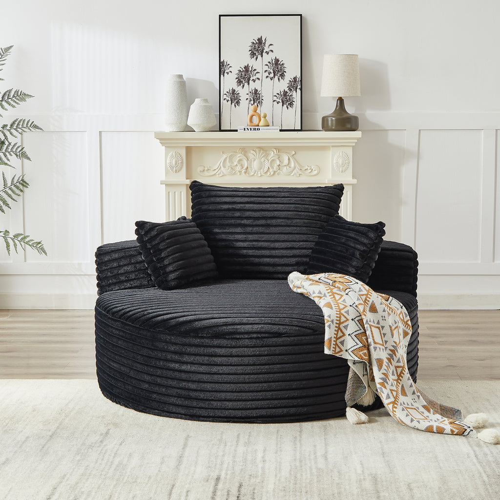 55'L Corduroy Sponge single sofa,No Assembly Required,Fluffy Modern Sleeper Chair for Living room, Bedroom, Lounge and Projection Room(Not a swivel chair.) - Grand Goldman Shop