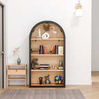 4-Tier Black Arched Bookshelf, 43' Tall Arched Bookcase with Storage Shelves - Grand Goldman Shop