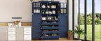 [Assembly Video Provided] TOPMAX 35.5x17.6x70.9inch Freestanding Kitchen Pantry Cabinet, Tall Storage Cabinet with 4 Doors, 2 Door Shelves, 8 Pull-out Trays and Adjustable Shelf for Dining Room, Blue - Grand Goldman Shop