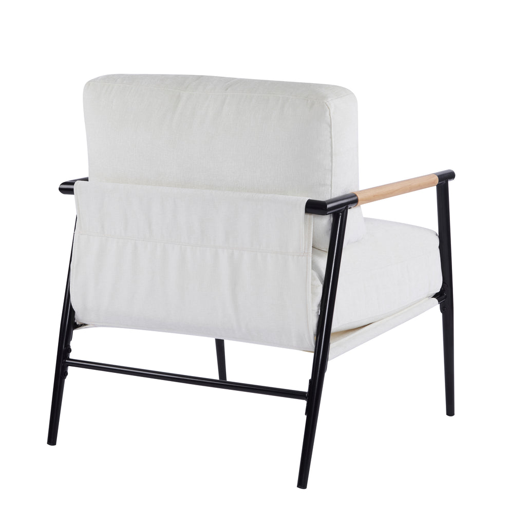 Modern Accent Chair with Plush Cushions, Metal Frame, Wooden Armrest - Cozy Seating for Living Room, Bedroom, Office - Grand Goldman Shop