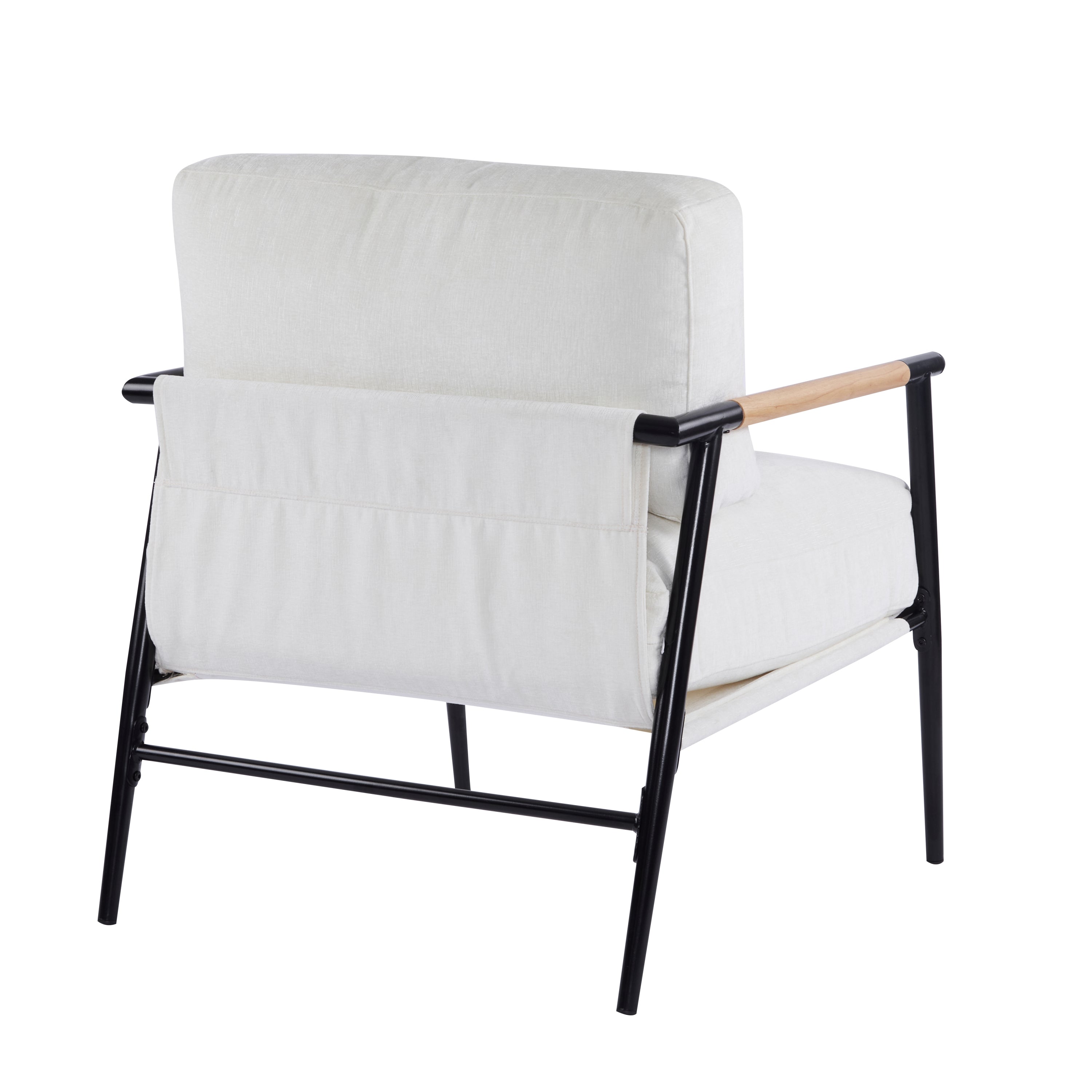 Modern Accent Chair with Plush Cushions, Metal Frame, Wooden Armrest - Cozy Seating for Living Room, Bedroom, Office - Grand Goldman Shop