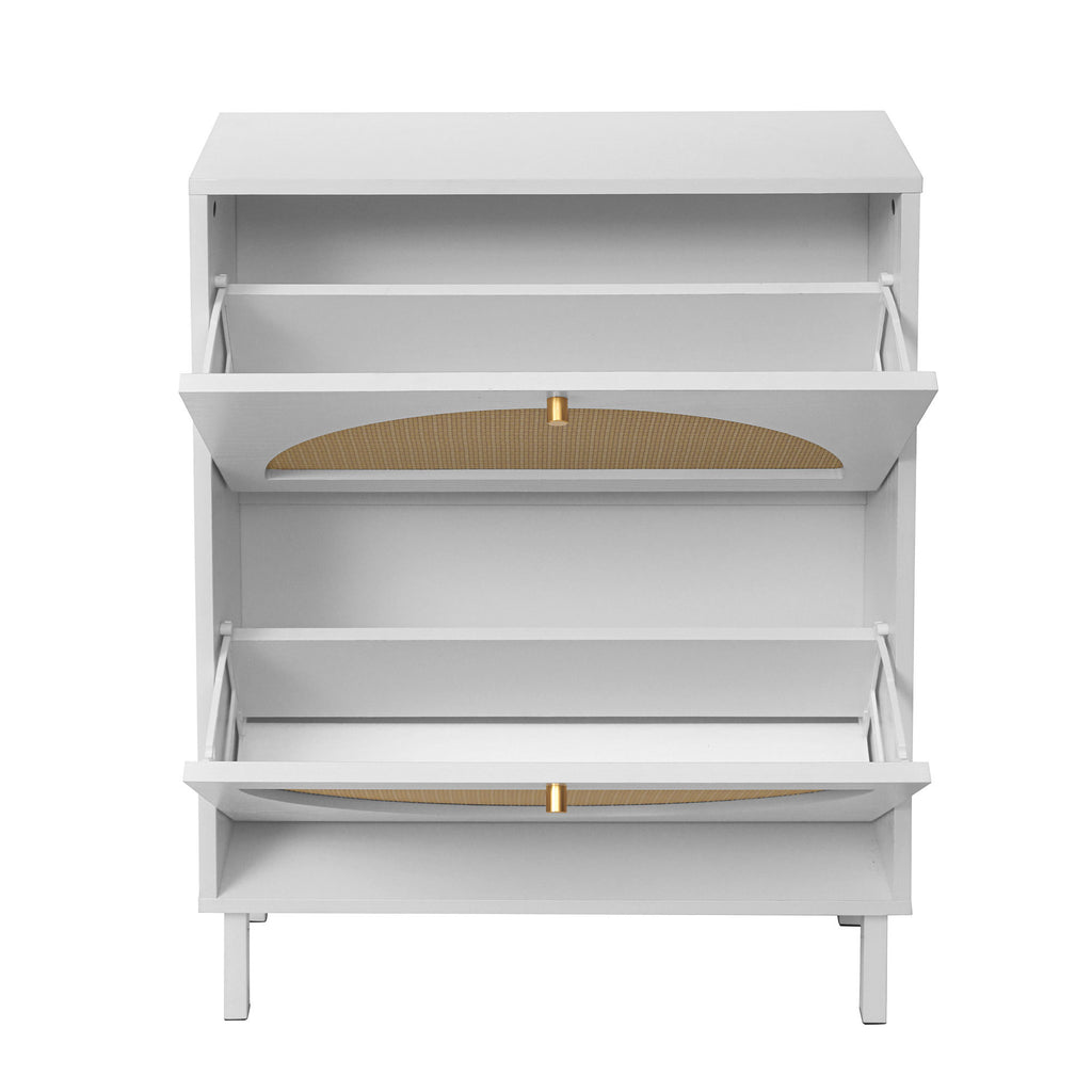 2 Door Shoe Rack, Rattan, Double Layer, Suitable for Living Room, Hallway - Grand Goldman Shop