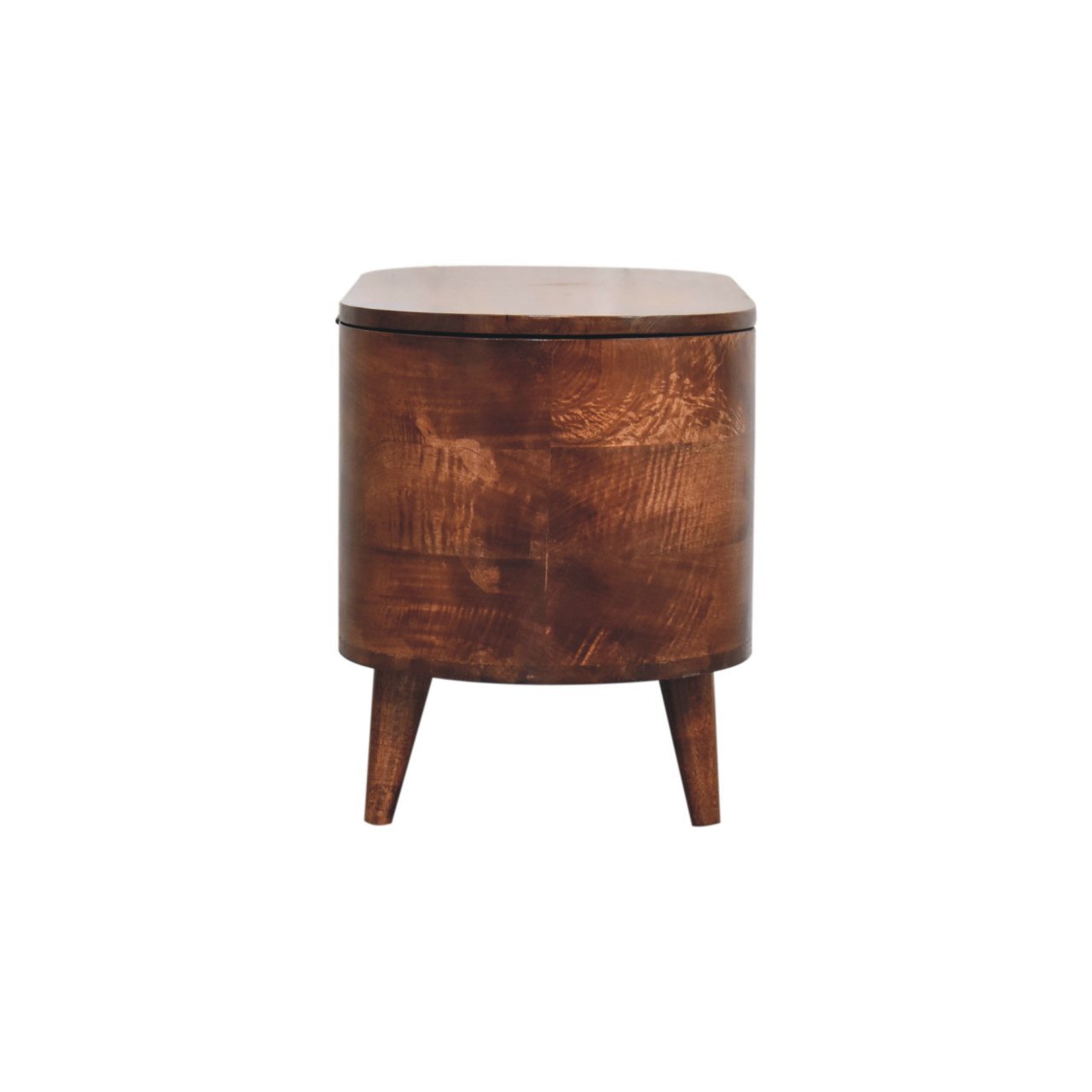 Solid Wood Honey Caramel Rounded Lid-Up Blanket Box, Nordic Legs, Brown - Grand Goldman Shop