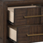 KENZO Modern King 5-Piece Storage Bedroom Set in Walnut Finish with LED Headboard, Bluetooth Speakers, USB Ports, Dresser, Mirror, Nightstand and Chest - Grand Goldman Shop
