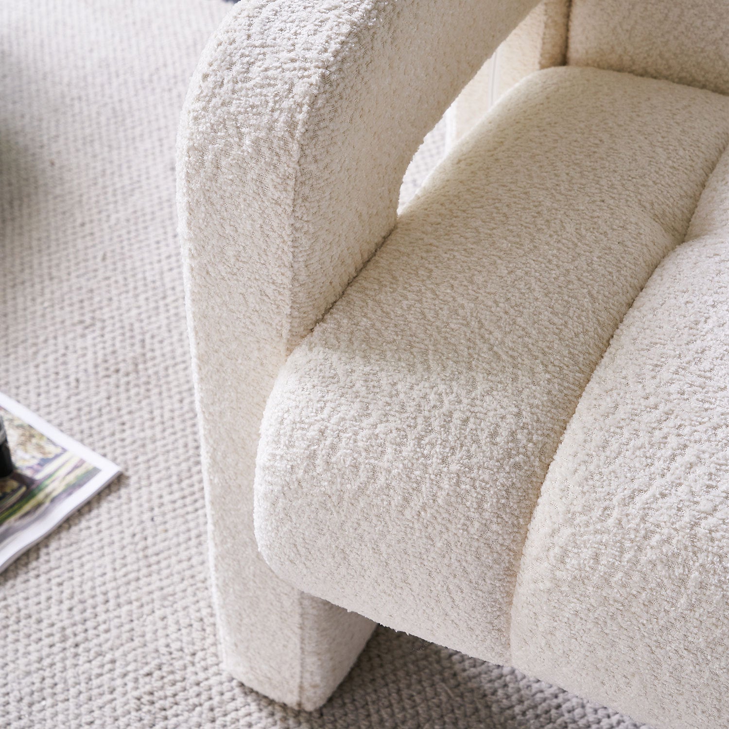 Stylish Boucle Upholstered Accent Chair with Solid Wood Frame and High-Density Foam in Beige - Grand Goldman Shop