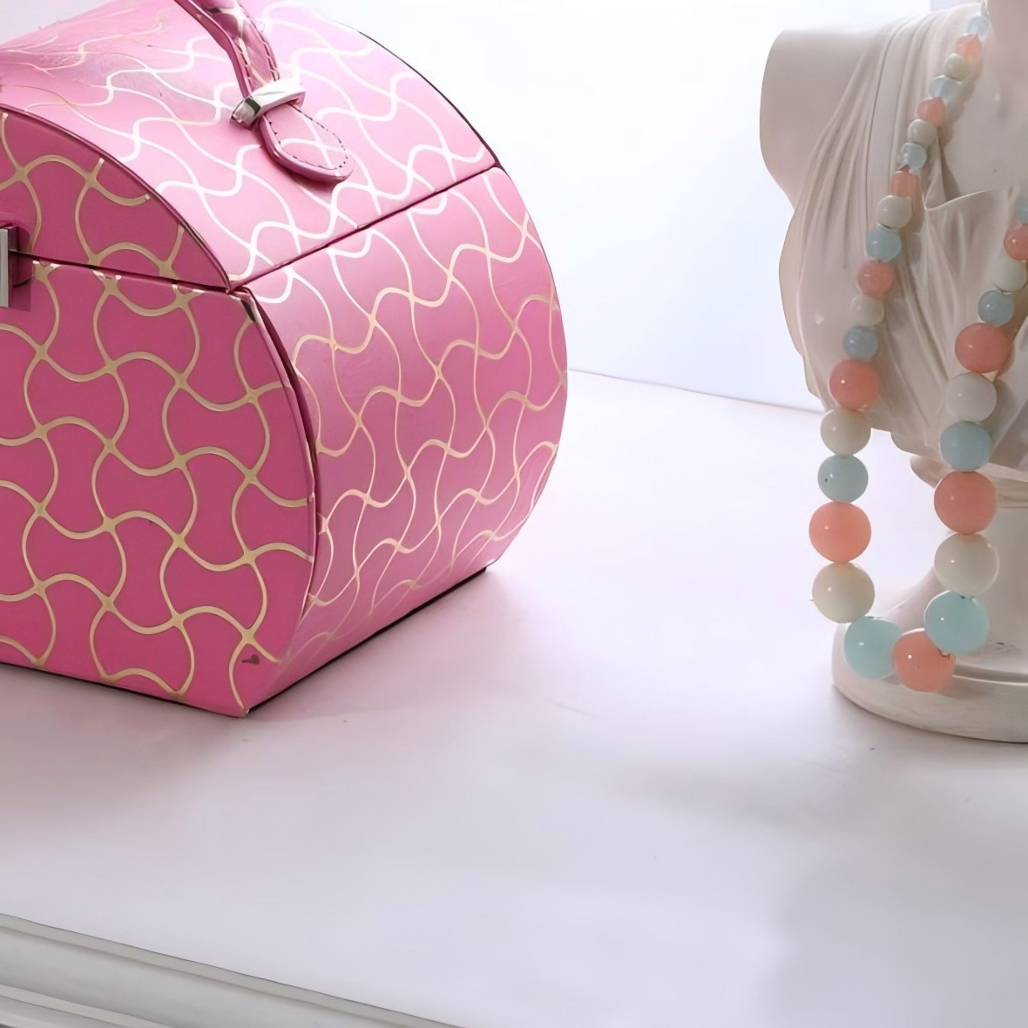 8.8' Long Travel Jewelry Organizer Case, Hot Pink - Grand Goldman Shop