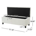 Ottoman Bench with Storage, White Boucle Surface, Rubber Wood Legs, 300 lbs Capacity - Grand Goldman Shop