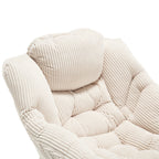 Lazy Chair with Ottoman, Modern Lounge Accent Chair with Armrests and a Side Pocket, Leisure Upholstered Sofa Chair Reading Chair with Footrest for Small Space, Corner Chair-White - Grand Goldman Shop