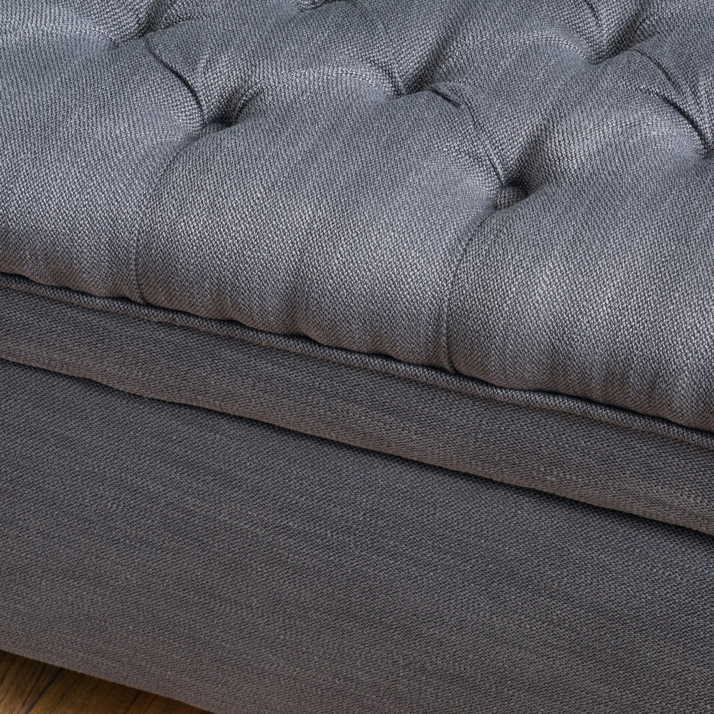 JULIANA Stylish Storage Ottoman with Extra Seating in Gray Fabric, 50x20.5x18.3 inches - Grand Goldman Shop