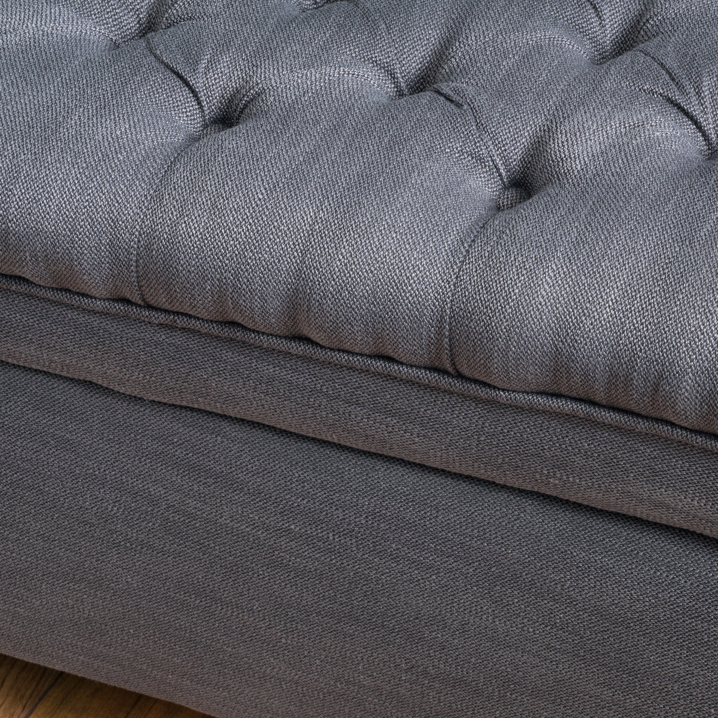 JULIANA Stylish Storage Ottoman with Extra Seating in Gray Fabric, 50x20.5x18.3 inches - Grand Goldman Shop