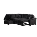 Modern Velvet Sleeper Sofa Bed with Storage Ottoman, Black, 84.75' L Shape - Grand Goldman Shop