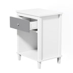Gray+Silver Handle Wooden Nightstand 26.77''H with One Drawer One Shelf for Kids and Adults, White+Gray Finish MDF - Grand Goldman Shop