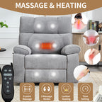Grey Heat Massage Dual Motor Infinite Position Up to 350 LBS Large Electric Power Lift Recliners with Hidden Cup Holders, Power-Remote, Medium-firm and Heavy Duty - Grand Goldman Shop