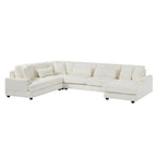 Modern Oversized U-shaped Sectional Sofa with Chaise Lounge in Beige Corduroy, 129' - Grand Goldman Shop