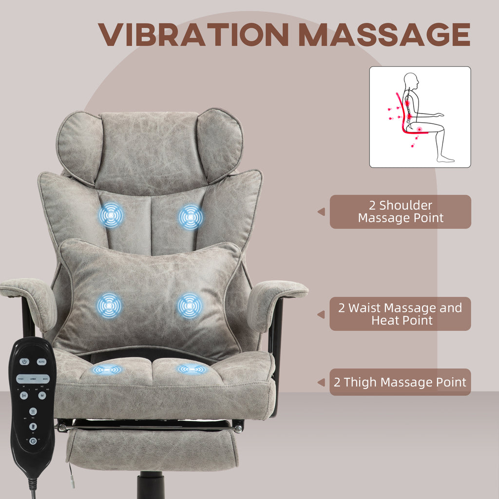 HOMCOM Massage Executive Office Chair with 6 Vibration Points, 400LBS Heated Big and Tall Office Chair with Foot Rest and Lum