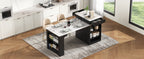 K&K 59.5' Kitchen Island with Extendable Dining Table, Kitchen Storage Table with Double-sided Storage, Kitchen Island with 2 Drawers, Power Outlet, Side Open Shelves, for Kitchen, Dining Room, Black - Grand Goldman Shop
