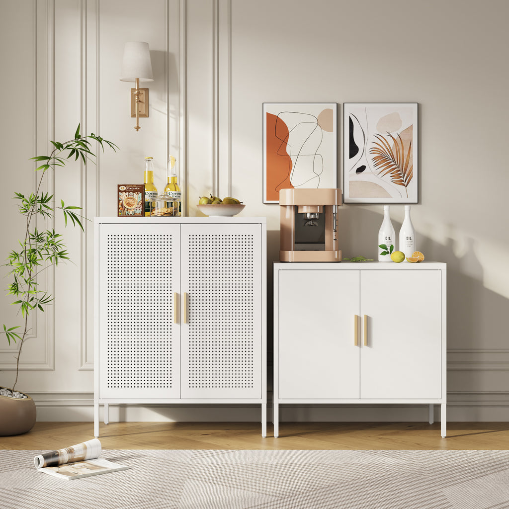 NO LOCK, Metal Storage Cabinet with 2 Doors and 2 Adjustable Shelves, Steel Storage Cabinet, Metal File Cabinet for Home Offi