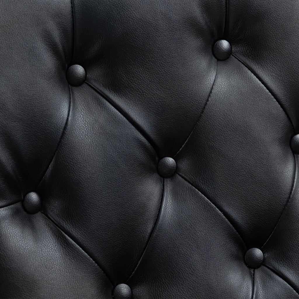 Modern Accent Armchair with Sturdy Wood Legs in Black PU Leather for Living Room or Bedroom - Grand Goldman Shop