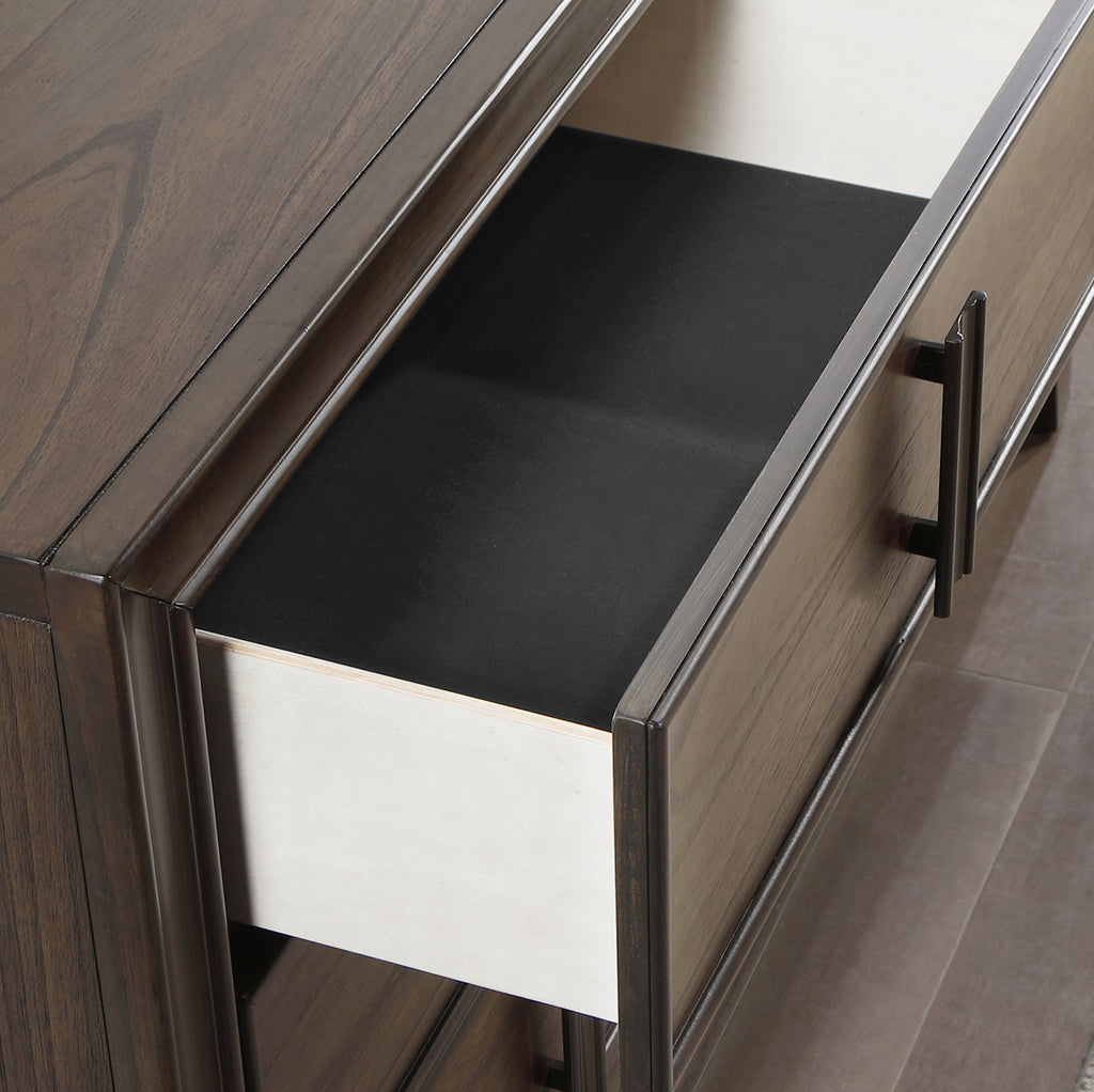 Aetheria Contemporary Wood 6-Drawer Dresser in Dark Brown - Grand Goldman Shop