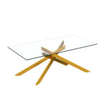47.2' Rectangular Clear Tempered Glass Coffee Table,Stylish Design with Golden Metal Legs, Coffee Table for Living Room - Grand Goldman Shop