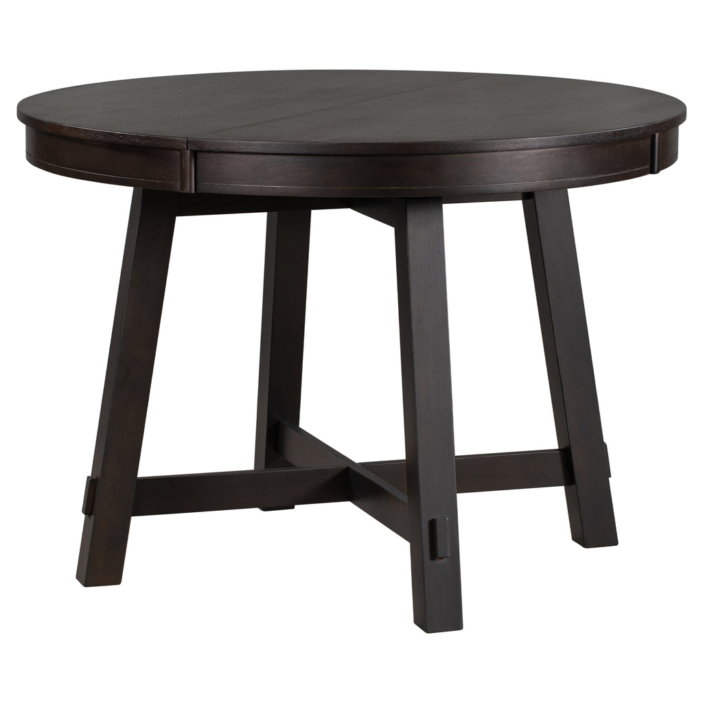 Gia Round Extendable Dining Table with 16' Leaf Wood, Espresso - Grand Goldman Shop