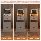 Dressing Table and Stool, 3-in-1 Multifunctional Dressing Table Set, Featuring Three-color Lighting Modes, HD Mirror, Two Sliding Drawers, and a Hidden Storage Stool - Grand Goldman Shop