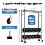 Heavy Duty Garment Rack on Wheels, Rolling Freestanding Closet Organizer and Clothes Rack for Hanging Clothes with 1 Hang Rod, Adjustable Metal Wardrobe, 15.7' D x 45.3' W x 75.6' H, Chrome - Grand Goldman Shop