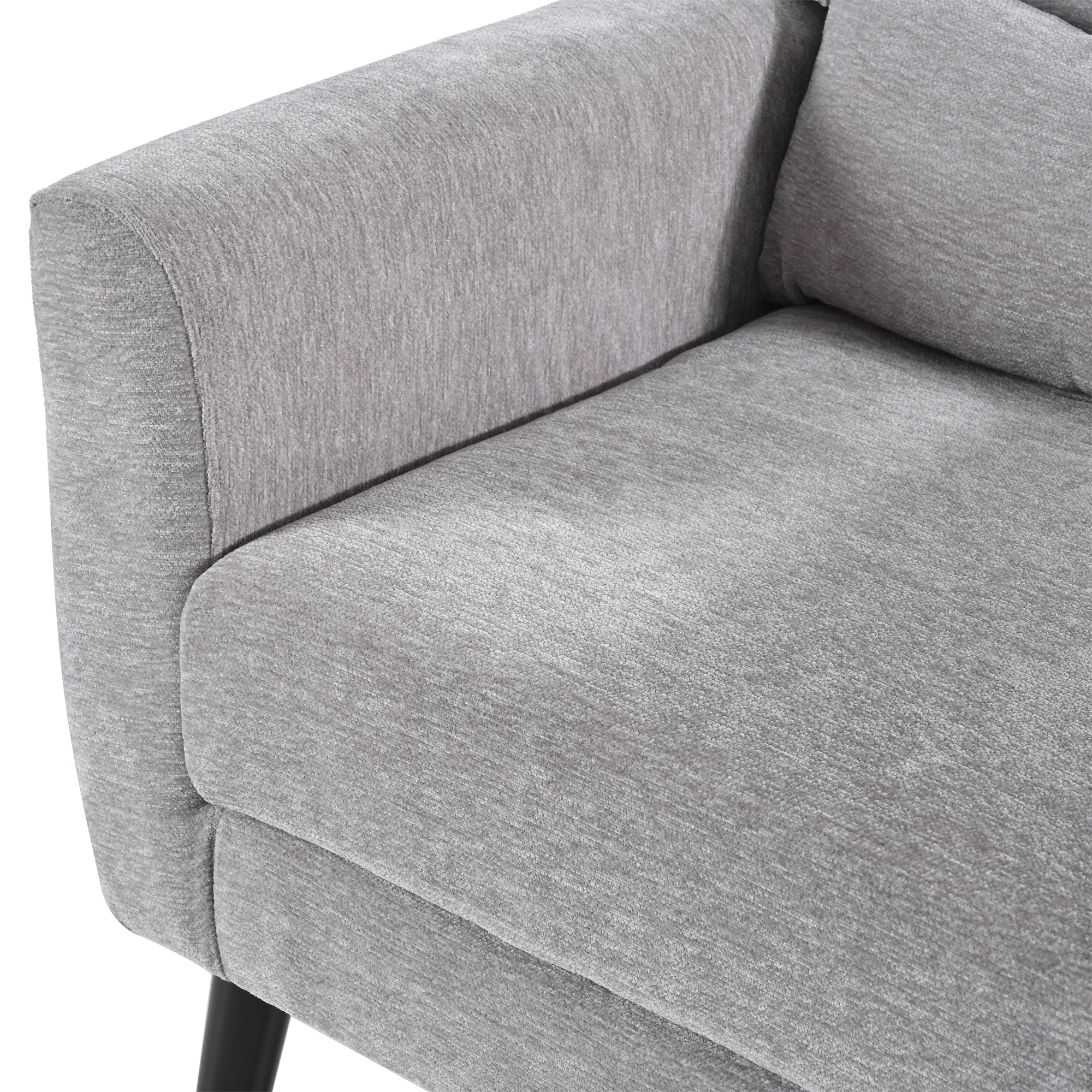 Modern Accent Chair Chenille Arm Chairs for Living Room Upholstered Comfy Soft Padded Lounge Chair with Pillow Solid Wood Leg Gray - Grand Goldman Shop