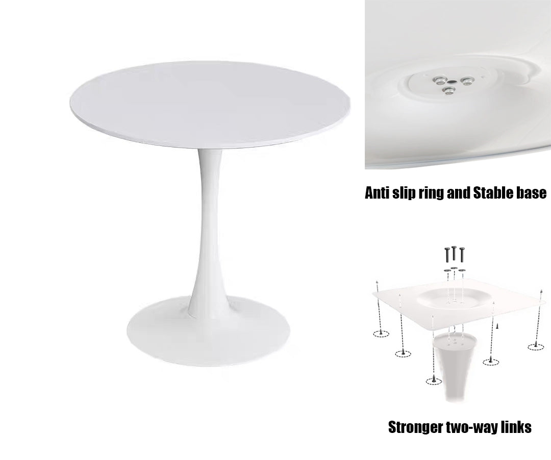 White Round Table, Modern Dining Table, MDF Top and Steel Base Tulip Round Kitchen Table, Mid Century Coffee Table for Living Room 24 Inch, Oval Dining Table - Grand Goldman Shop