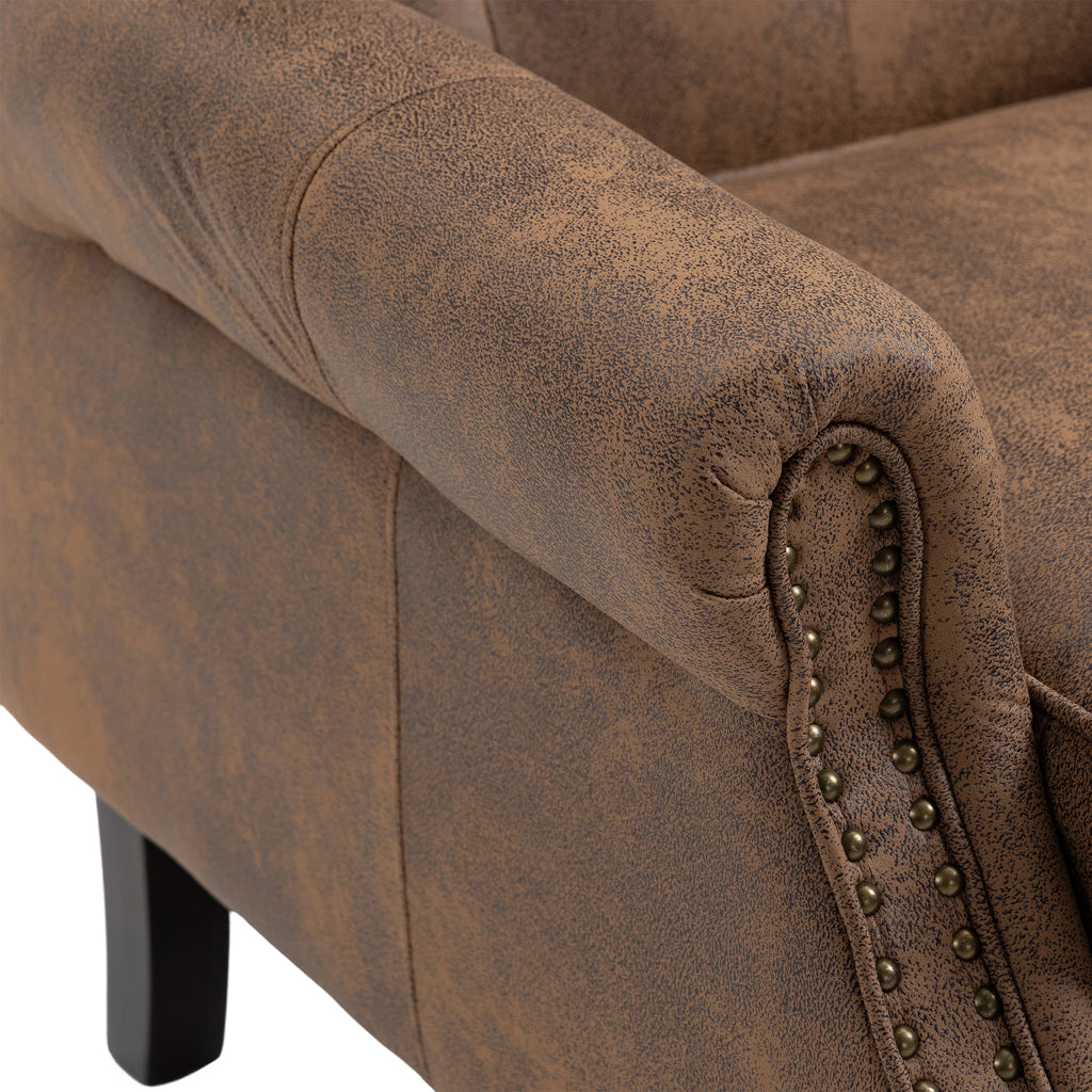 Modern Coffee Wood Frame Armchair with Sturdy Wood Legs and Microsuede Upholstery for Living Room - Grand Goldman Shop